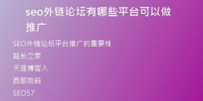 seo外鏈論壇有哪些平臺可以做推廣