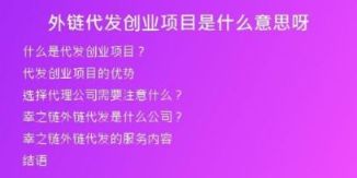 外鏈代發(fā)創(chuàng)業(yè)項(xiàng)目是什么意思呀