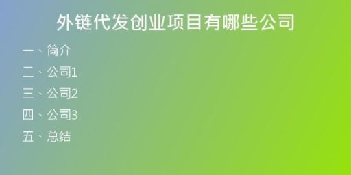 外鏈代發(fā)創(chuàng)業(yè)項(xiàng)目有哪些公司