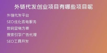 外鏈代發(fā)創(chuàng)業(yè)項(xiàng)目有哪些項(xiàng)目呢
