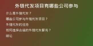 外鏈代發(fā)項目有哪些公司參與