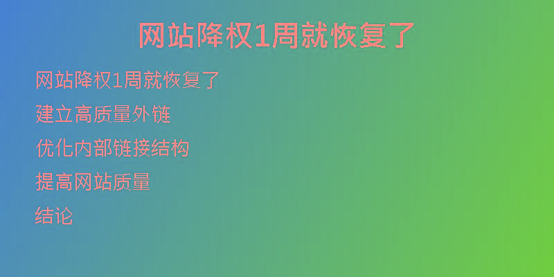 網(wǎng)站降權(quán)1周就恢復(fù)了