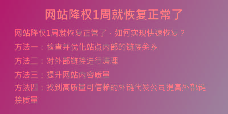 網(wǎng)站降權(quán)1周就恢復(fù)正常了