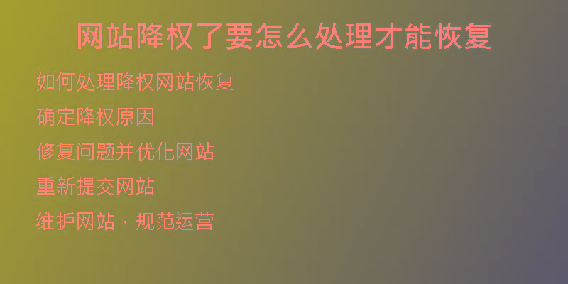 網(wǎng)站降權(quán)了要怎么處理才能恢復(fù)