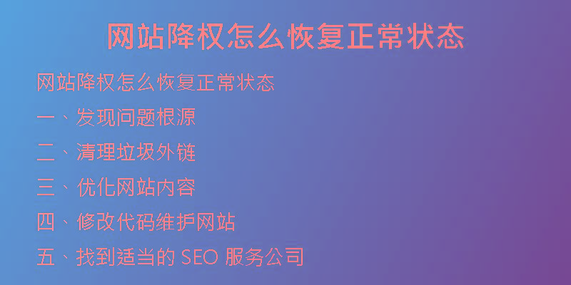 網(wǎng)站降權(quán)怎么恢復(fù)正常狀態(tài)