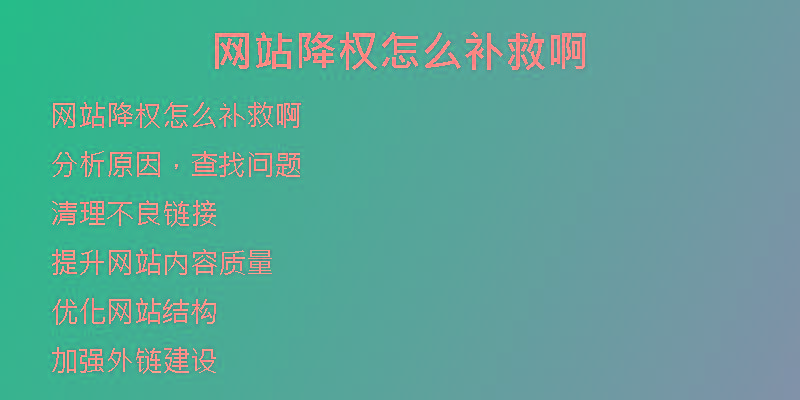 網(wǎng)站降權(quán)怎么補(bǔ)救啊