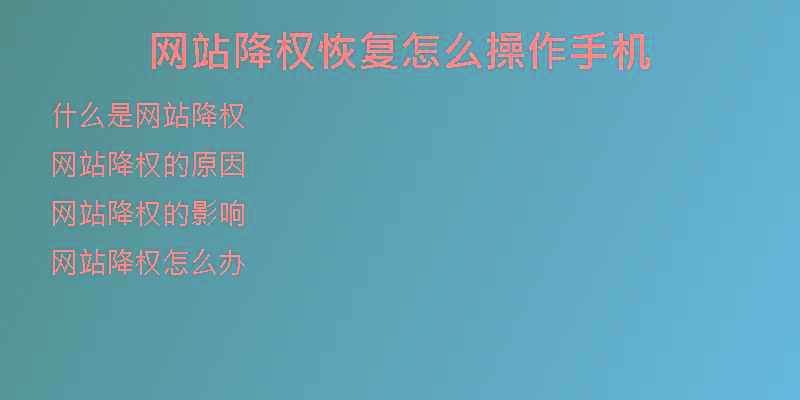 網(wǎng)站降權(quán)恢復(fù)怎么操作手機(jī)