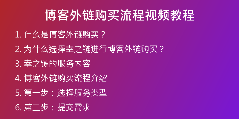 博客外鏈購買流程視頻教程