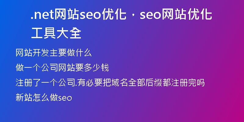 .net網(wǎng)站seo優(yōu)化，seo網(wǎng)站優(yōu)化工具大全