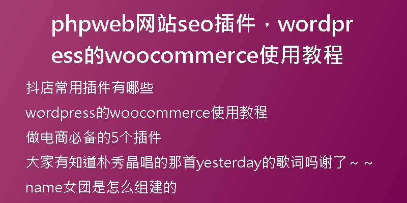 phpweb網(wǎng)站seo插件，wordpress的woocommerce使用教程