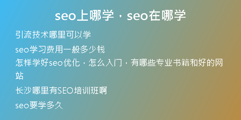 seo上哪學(xué)，seo在哪學(xué)