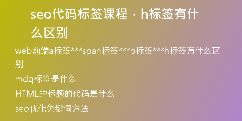 seo代碼標(biāo)簽課程,h標(biāo)簽有什么區(qū)別