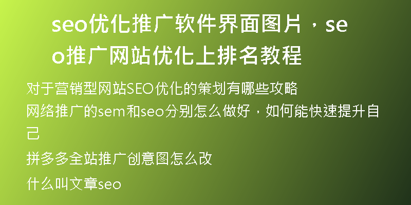 seo優(yōu)化推廣軟件界面圖片，seo推廣網(wǎng)站優(yōu)化上排名教程