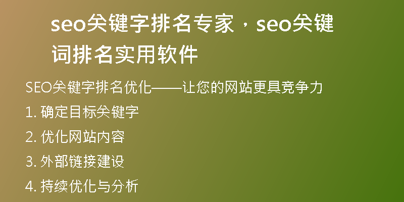 seo關(guān)鍵字排名專家，seo關(guān)鍵詞排名實用軟件