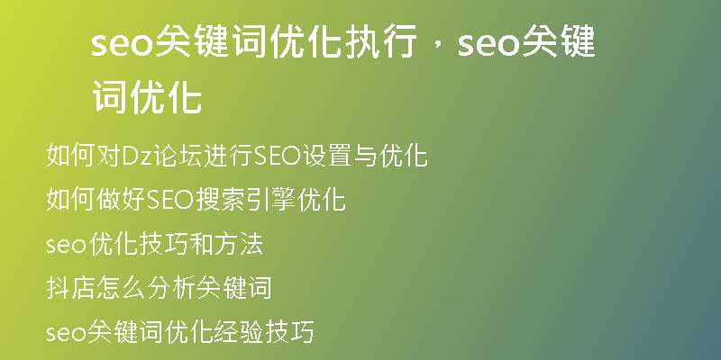 seo關(guān)鍵詞優(yōu)化執(zhí)行，seo關(guān)鍵詞優(yōu)化