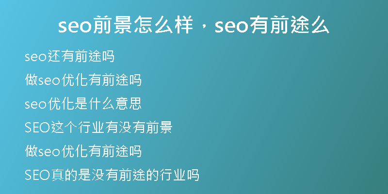 seo前景怎么樣，seo有前途么