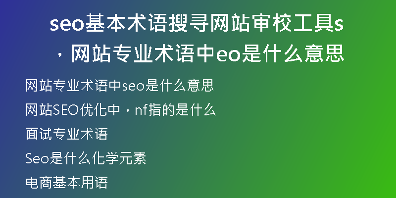 seo基本術(shù)語搜尋網(wǎng)站審校工具，網(wǎng)站專業(yè)術(shù)語中seo是什么意思