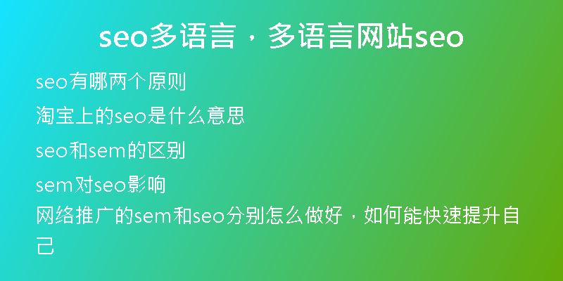seo多語(yǔ)言，多語(yǔ)言網(wǎng)站seo