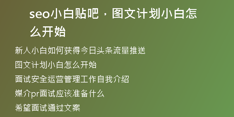 seo小白貼吧，圖文計(jì)劃小白怎么開始