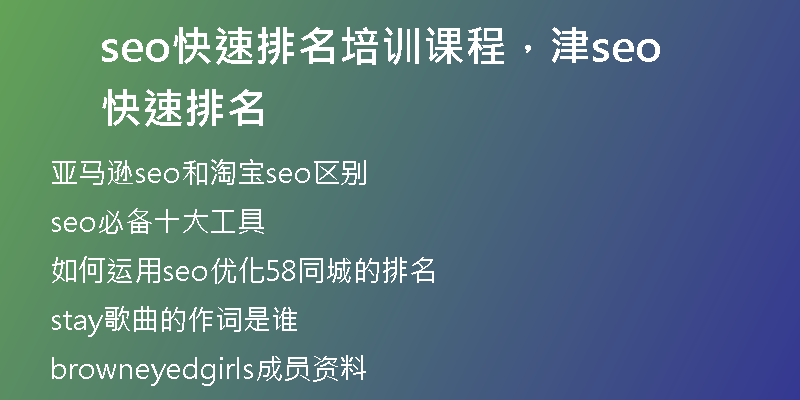 seo快速排名培訓(xùn)課程，津seo快速排名