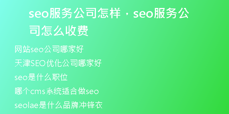 seo服務(wù)公司怎樣，seo服務(wù)公司怎么收費(fèi)