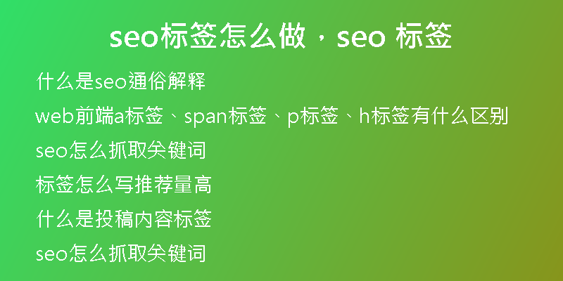 seo標(biāo)簽怎么做，seo 標(biāo)簽