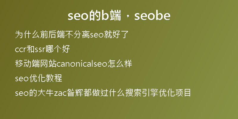 seo的b端，seobe