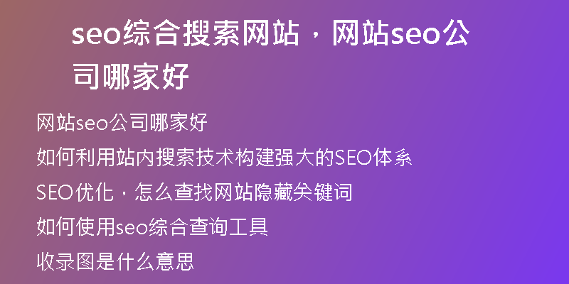seo綜合搜索網(wǎng)站，網(wǎng)站seo公司哪家好
