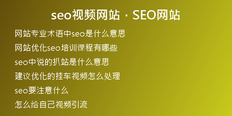 seo視頻網(wǎng)站，SEO網(wǎng)站